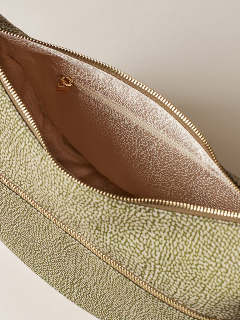 Recycled OP Fabric and Leather Hobo - ECO LINE LUNA BAG SMALL - Borbonese