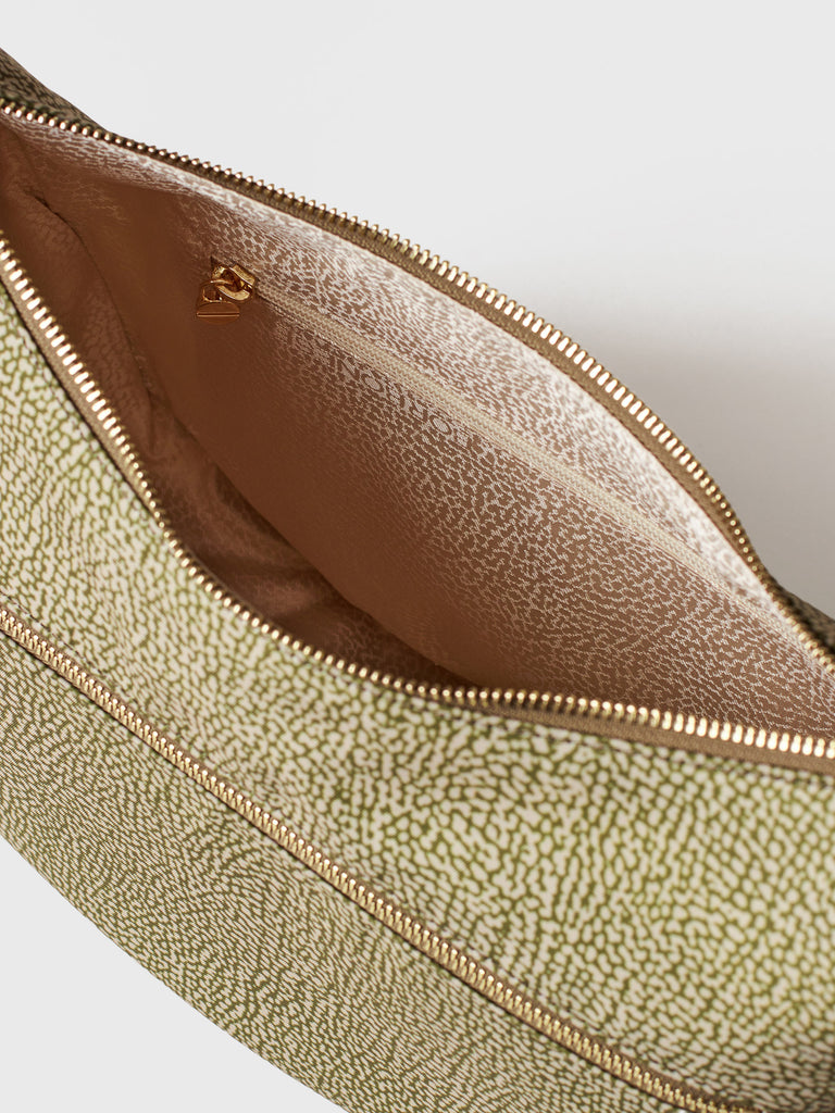 Hobo di tessuto riciclato Op e Pelle - ECO LINE LUNA BAG SMALL - Borbonese