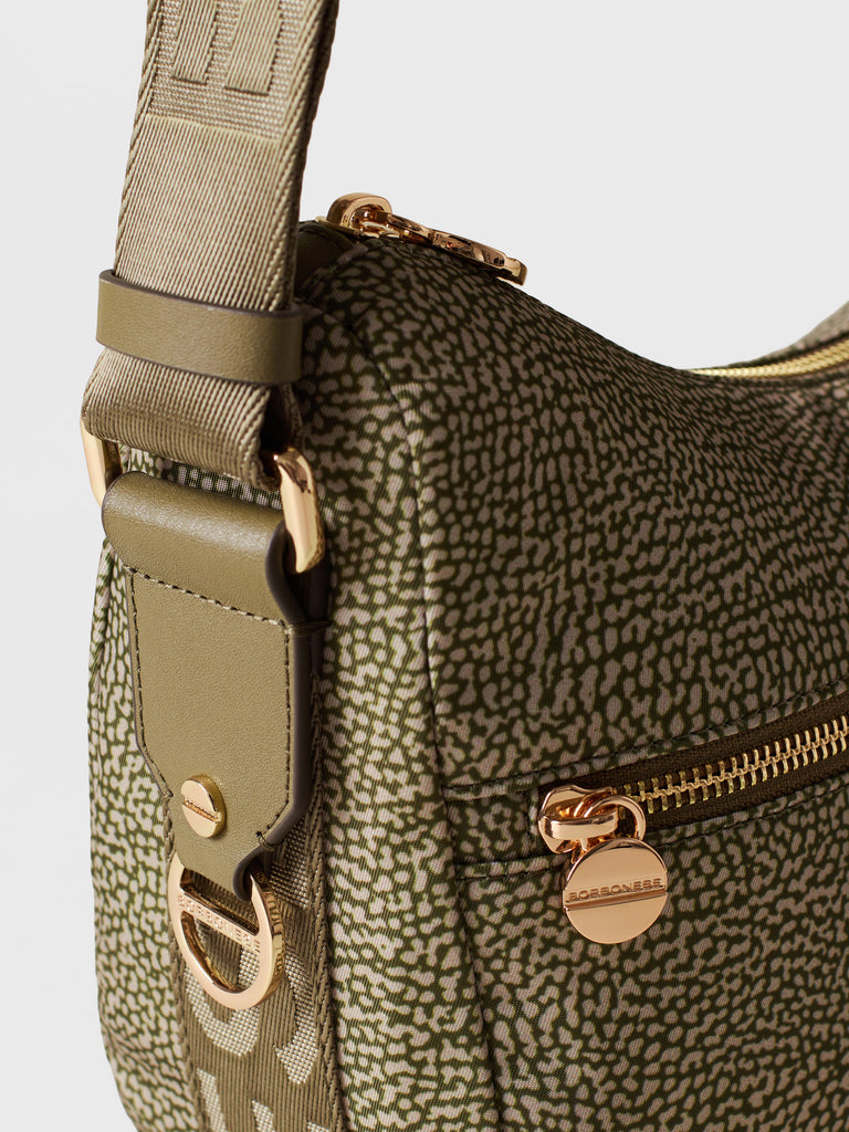 Hobo di tessuto riciclato Op e Pelle - ECO LINE LUNA BAG SMALL - Borbonese