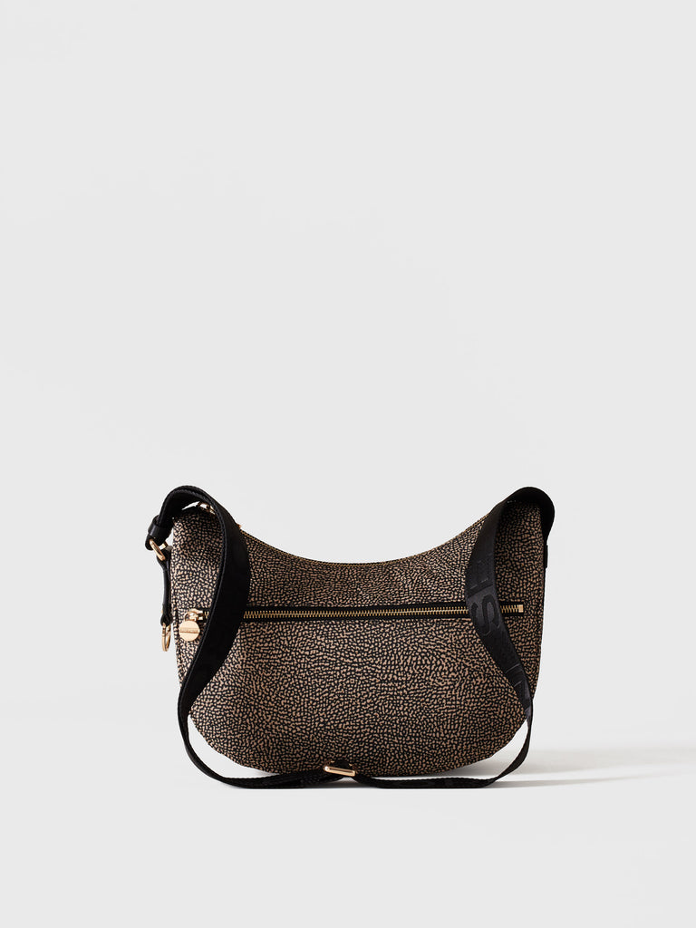 Hobo di tessuto riciclato Op e Pelle - ECO LINE LUNA BAG SMALL - Borbonese