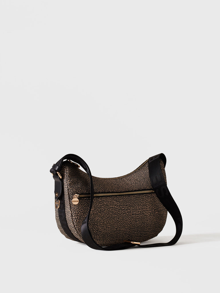 Hobo di tessuto riciclato Op e Pelle - ECO LINE LUNA BAG SMALL - Borbonese