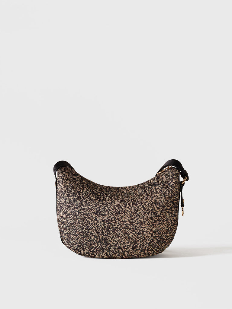 Hobo di tessuto riciclato Op e Pelle - ECO LINE LUNA BAG SMALL - Borbonese