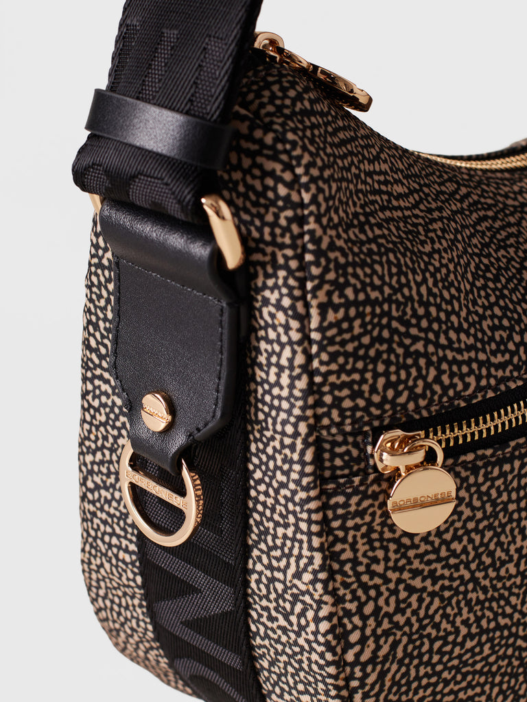 Hobo di tessuto riciclato Op e Pelle - ECO LINE LUNA BAG SMALL - Borbonese