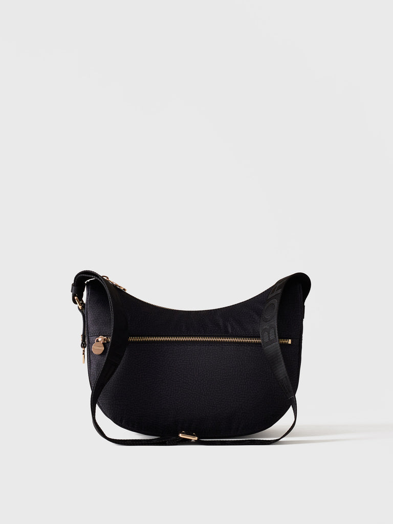 Recycled OP Fabric and Leather Hobo - ECO LINE LUNA BAG SMALL - Borbonese