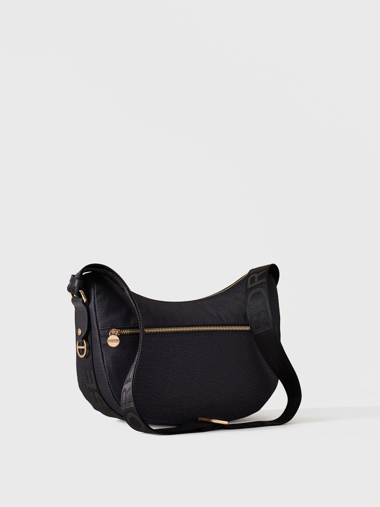 Recycled OP Fabric and Leather Hobo - ECO LINE LUNA BAG SMALL - Borbonese