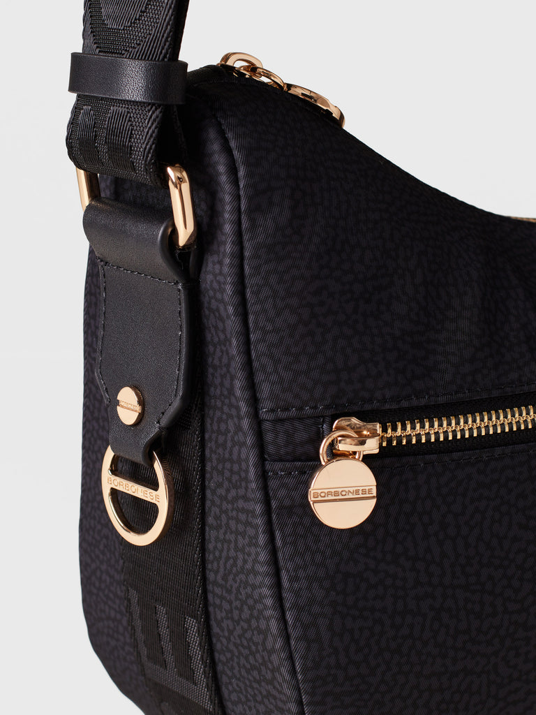 Recycled OP Fabric and Leather Hobo - ECO LINE LUNA BAG SMALL - Borbonese