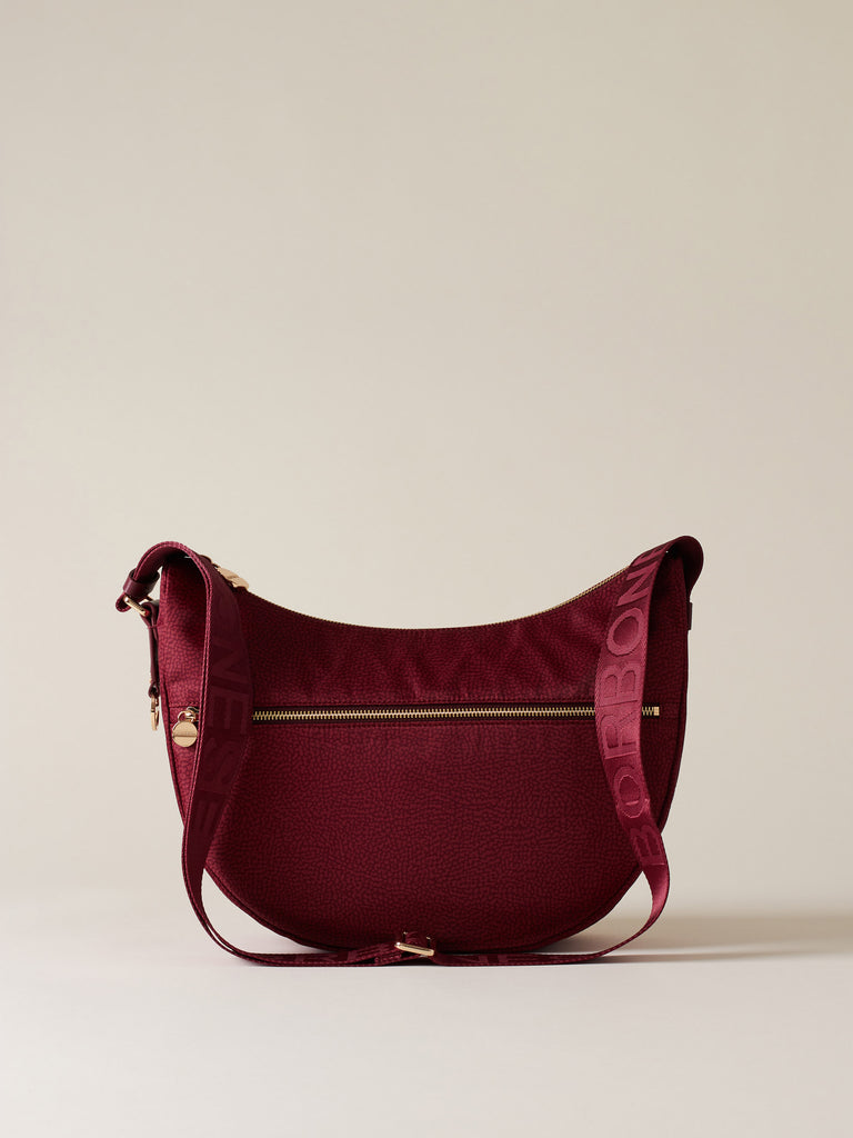 Hobo di tessuto riciclato Op e Pelle - ECO LINE LUNA BAG MIDDLE - Borbonese
