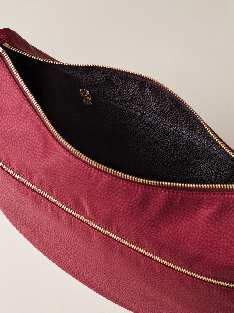 Hobo di tessuto riciclato Op e Pelle - ECO LINE LUNA BAG MIDDLE - Borbonese