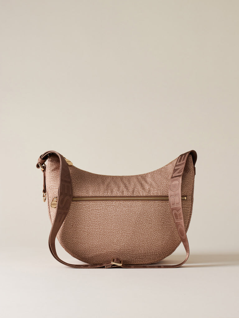 Hobo di tessuto riciclato Op e Pelle - ECO LINE LUNA BAG MIDDLE - Borbonese