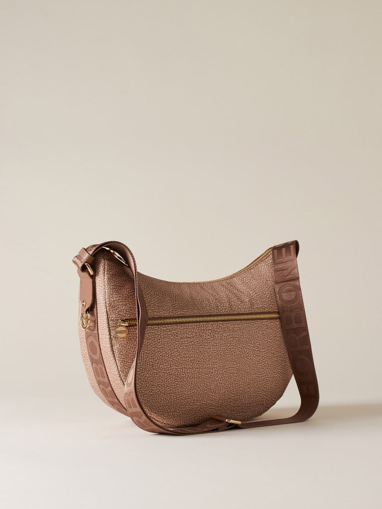 Hobo di tessuto riciclato Op e Pelle - ECO LINE LUNA BAG MIDDLE - Borbonese