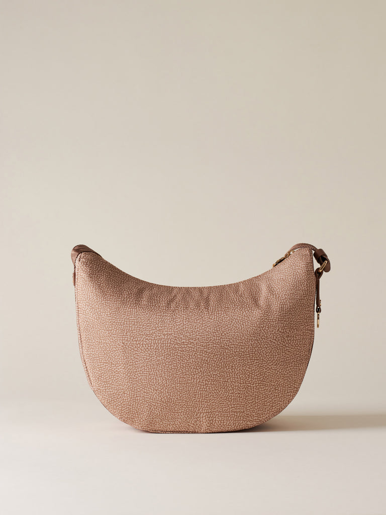 Hobo di tessuto riciclato Op e Pelle - ECO LINE LUNA BAG MIDDLE - Borbonese