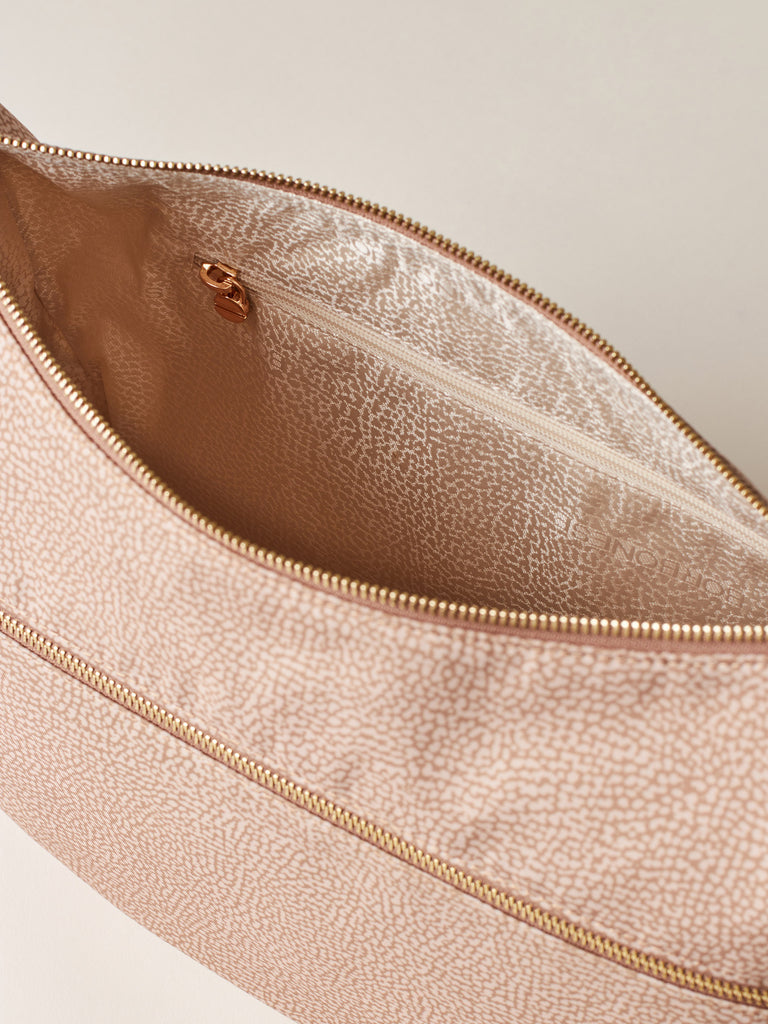 Hobo di tessuto riciclato Op e Pelle - ECO LINE LUNA BAG MIDDLE - Borbonese