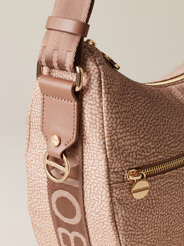 Hobo di tessuto riciclato Op e Pelle - ECO LINE LUNA BAG MIDDLE - Borbonese