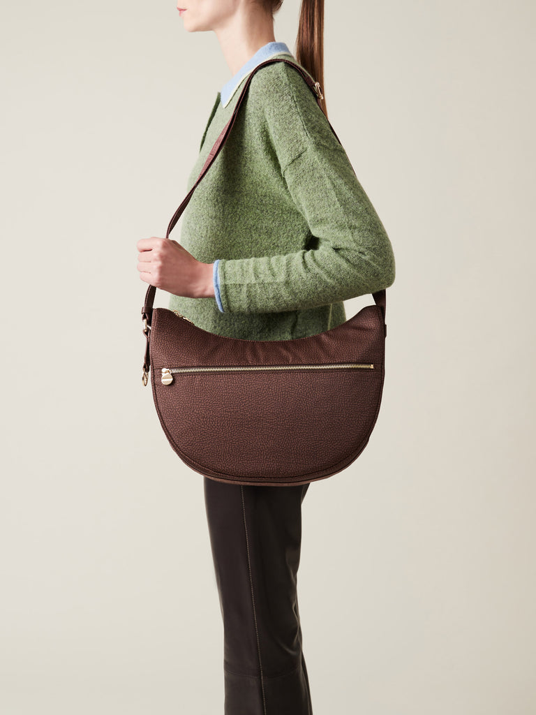 Hobo di tessuto riciclato Op e Pelle - ECO LINE LUNA BAG MIDDLE - Borbonese