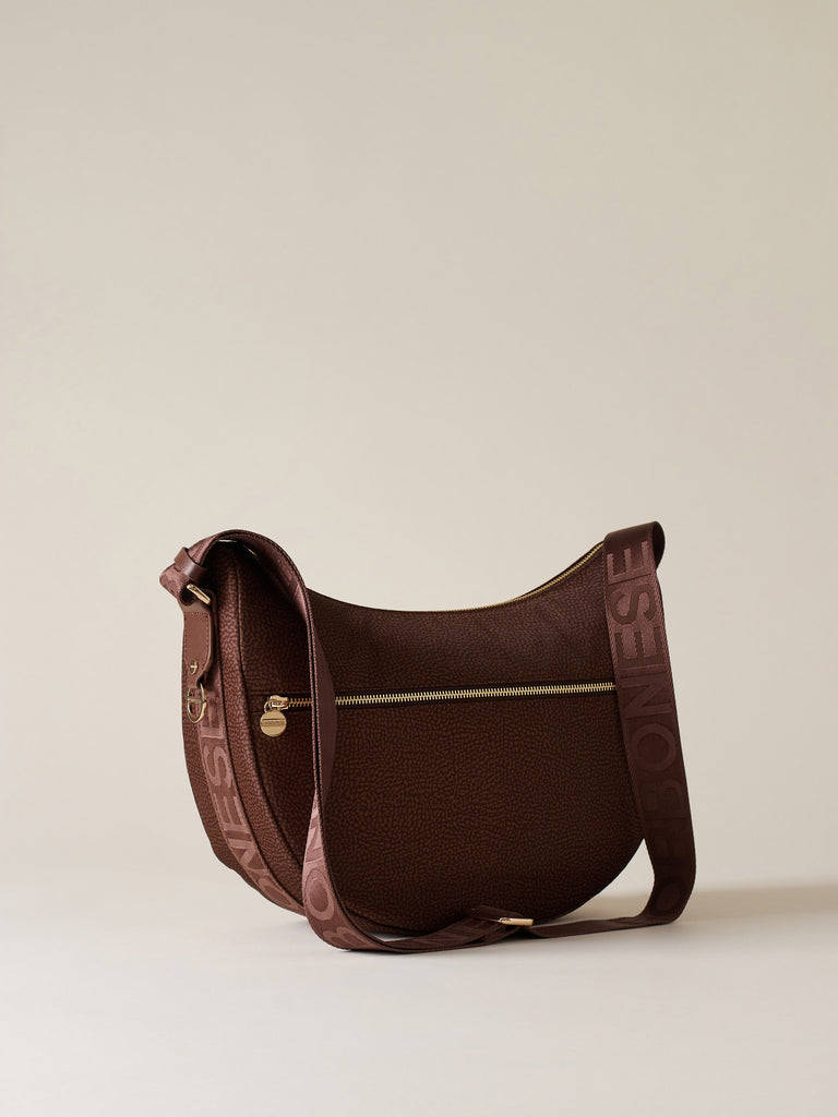 Hobo di tessuto riciclato Op e Pelle - ECO LINE LUNA BAG MIDDLE - Borbonese