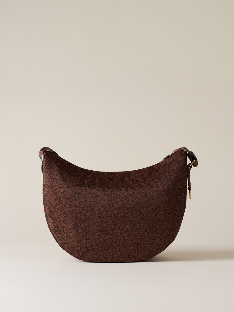 Hobo di tessuto riciclato Op e Pelle - ECO LINE LUNA BAG MIDDLE - Borbonese