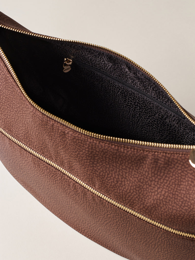 Hobo di tessuto riciclato Op e Pelle - ECO LINE LUNA BAG MIDDLE - Borbonese