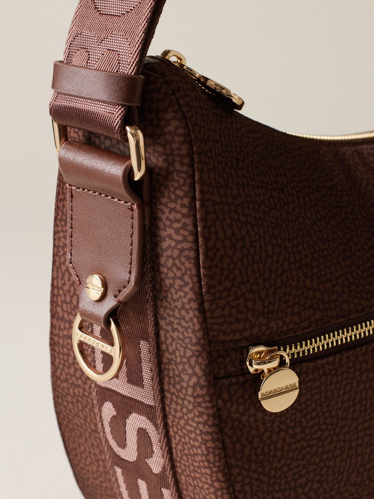 Hobo di tessuto riciclato Op e Pelle - ECO LINE LUNA BAG MIDDLE - Borbonese