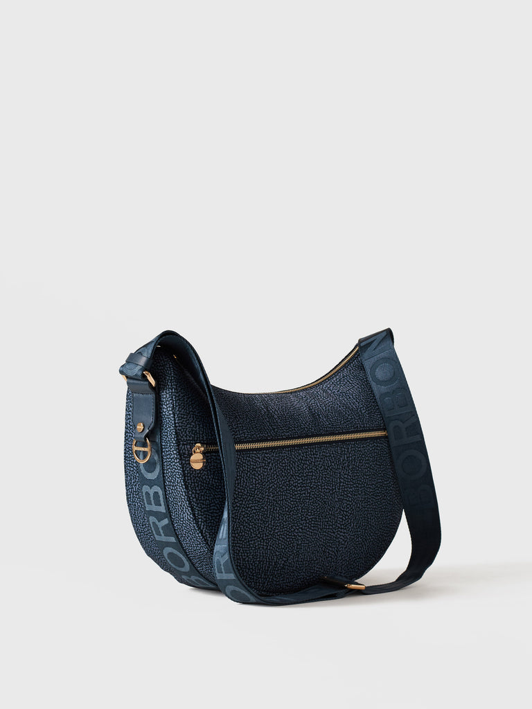 Recycled OP Fabric and Leather Hobo - ECO LINE LUNA BAG MIDDLE - Borbonese