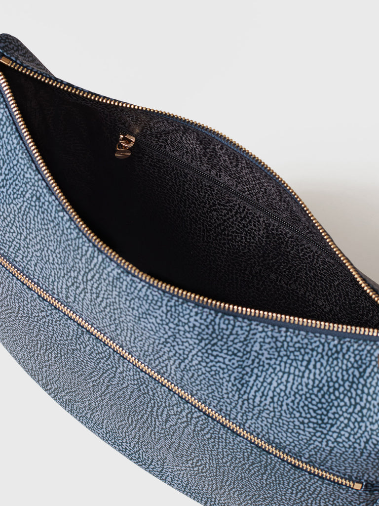 Recycled OP Fabric and Leather Hobo - ECO LINE LUNA BAG MIDDLE - Borbonese