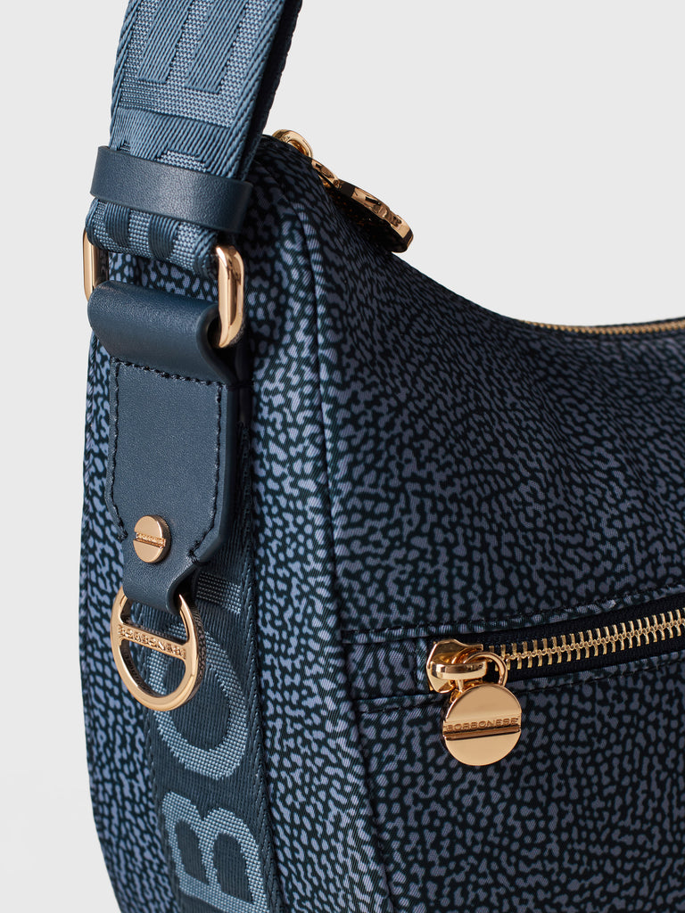 Recycled OP Fabric and Leather Hobo - ECO LINE LUNA BAG MIDDLE - Borbonese