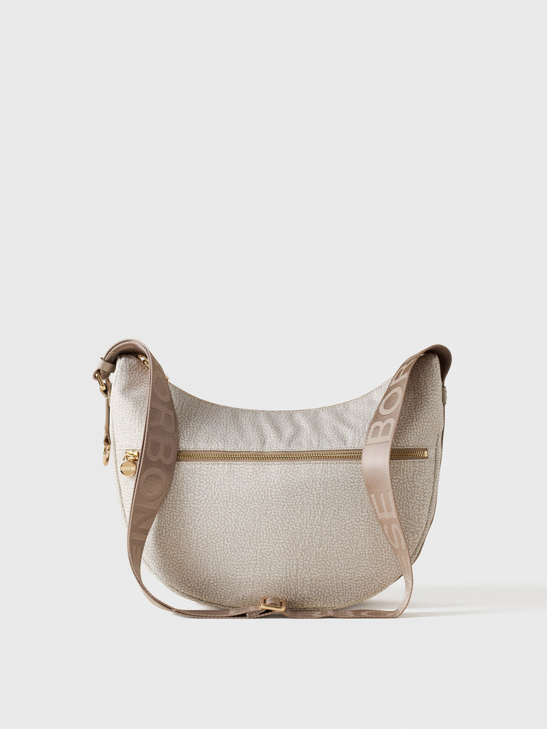 Hobo di tessuto riciclato Op e Pelle - ECO LINE LUNA BAG MIDDLE - Borbonese