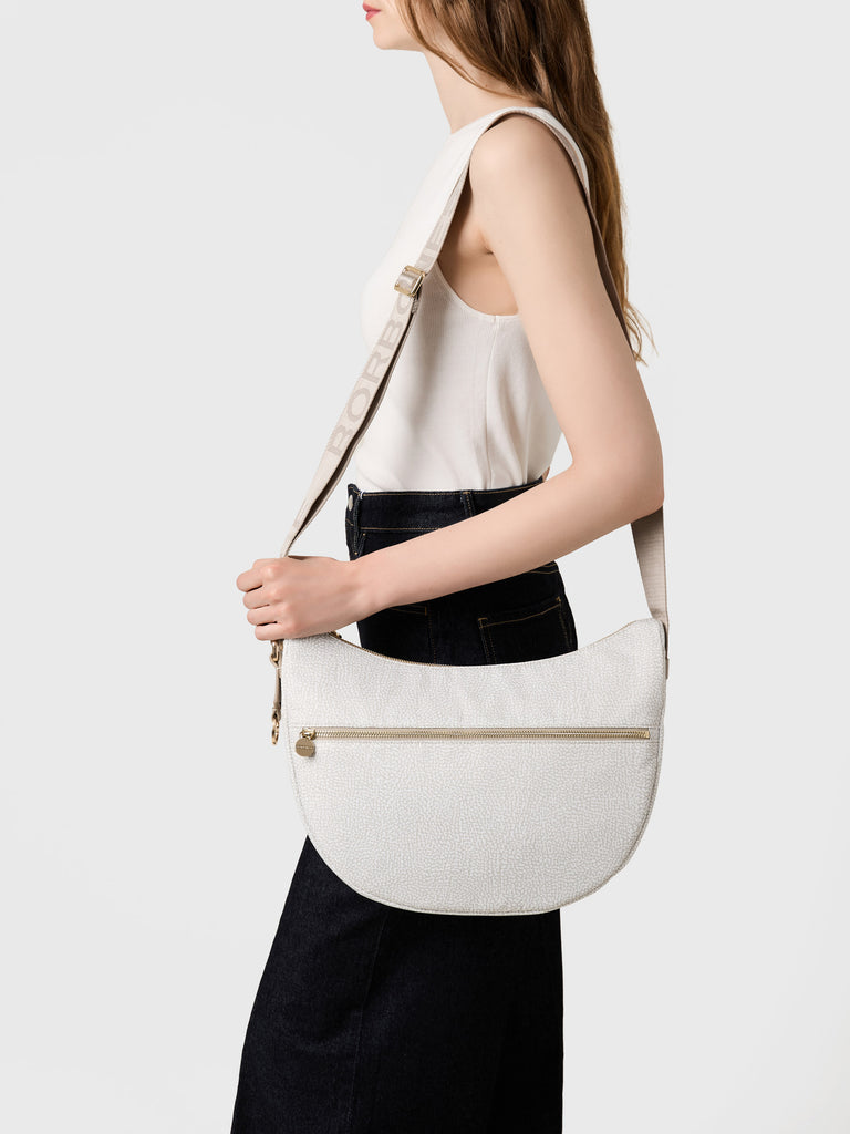 Hobo di tessuto riciclato Op e Pelle - ECO LINE LUNA BAG MIDDLE - Borbonese