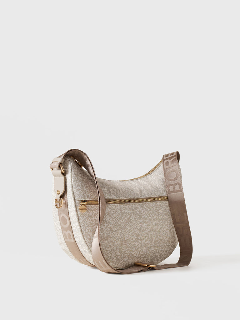 Hobo di tessuto riciclato Op e Pelle - ECO LINE LUNA BAG MIDDLE - Borbonese