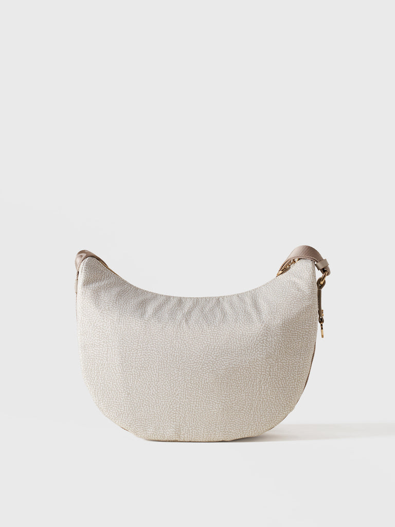 Hobo di tessuto riciclato Op e Pelle - ECO LINE LUNA BAG MIDDLE - Borbonese