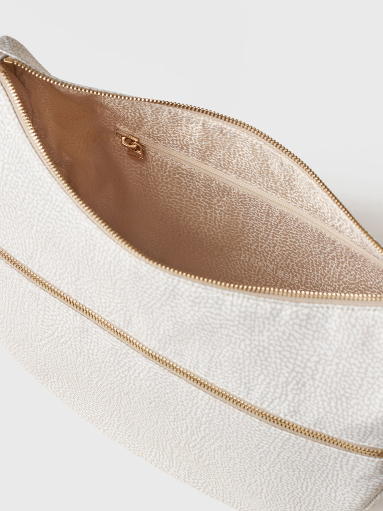 Hobo di tessuto riciclato Op e Pelle - ECO LINE LUNA BAG MIDDLE - Borbonese