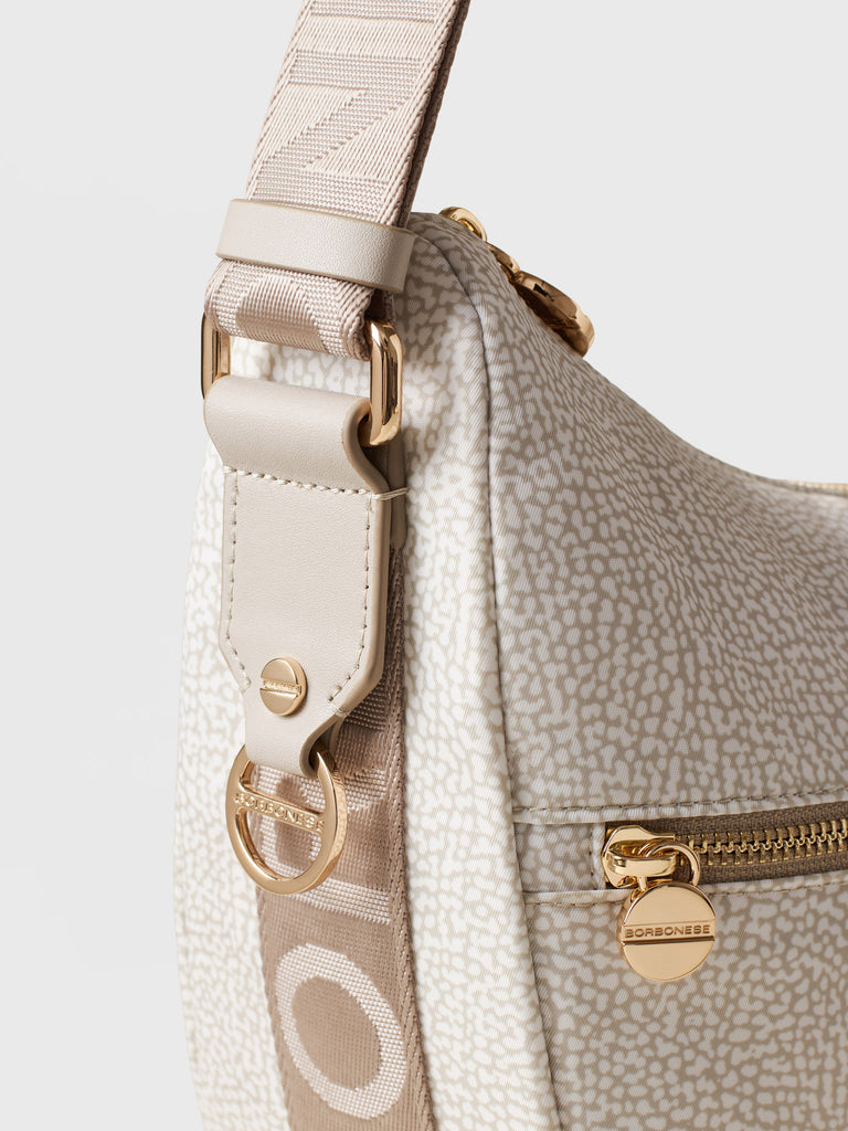 Hobo di tessuto riciclato Op e Pelle - ECO LINE LUNA BAG MIDDLE - Borbonese