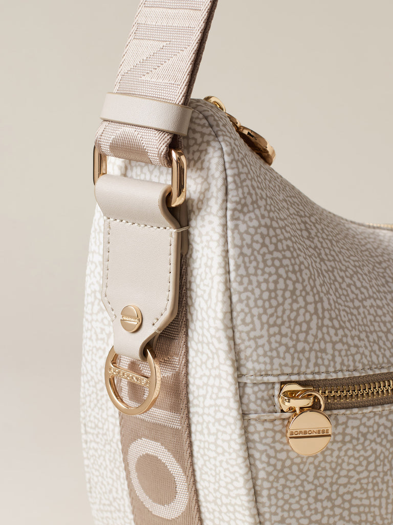 Recycled OP Fabric and Leather Hobo - ECO LINE LUNA BAG MIDDLE - Borbonese