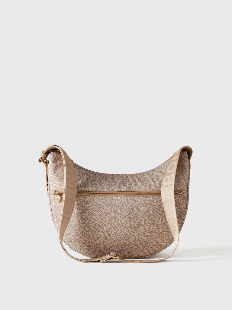 Hobo di tessuto riciclato Op e Pelle - ECO LINE LUNA BAG MIDDLE - Borbonese