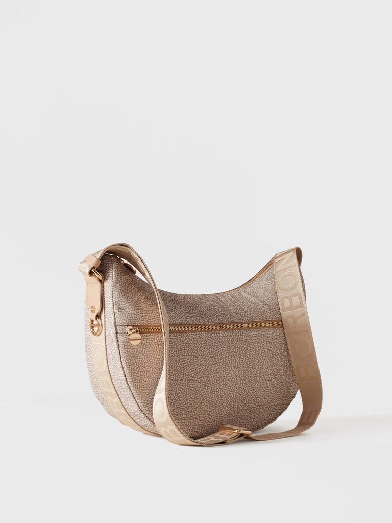 Hobo di tessuto riciclato Op e Pelle - ECO LINE LUNA BAG MIDDLE - Borbonese