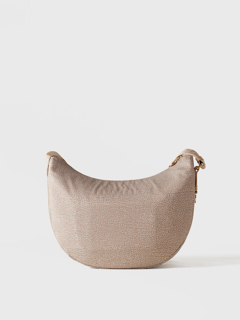 Hobo di tessuto riciclato Op e Pelle - ECO LINE LUNA BAG MIDDLE - Borbonese