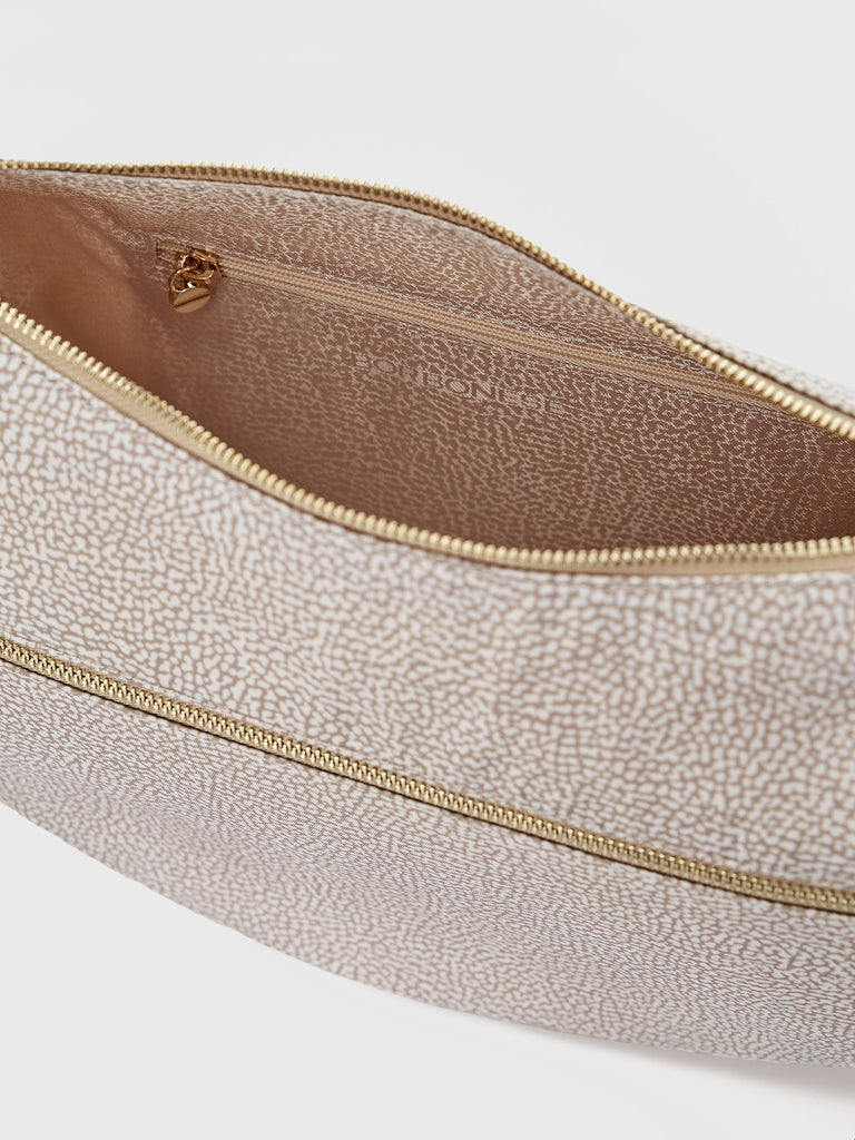 Hobo di tessuto riciclato Op e Pelle - ECO LINE LUNA BAG MIDDLE - Borbonese