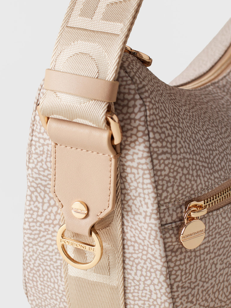 Hobo di tessuto riciclato Op e Pelle - ECO LINE LUNA BAG MIDDLE - Borbonese