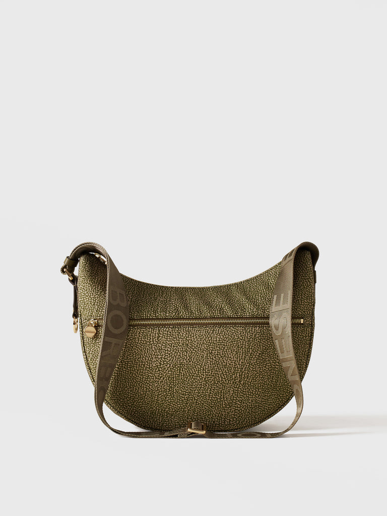Recycled OP Fabric and Leather Hobo - ECO LINE LUNA BAG MIDDLE - Borbonese