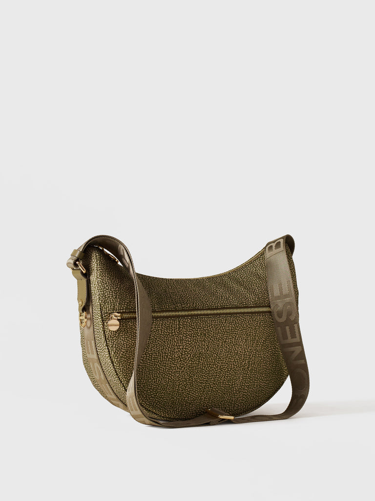 Recycled OP Fabric and Leather Hobo - ECO LINE LUNA BAG MIDDLE - Borbonese