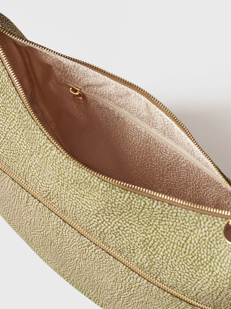 Recycled OP Fabric and Leather Hobo - ECO LINE LUNA BAG MIDDLE - Borbonese