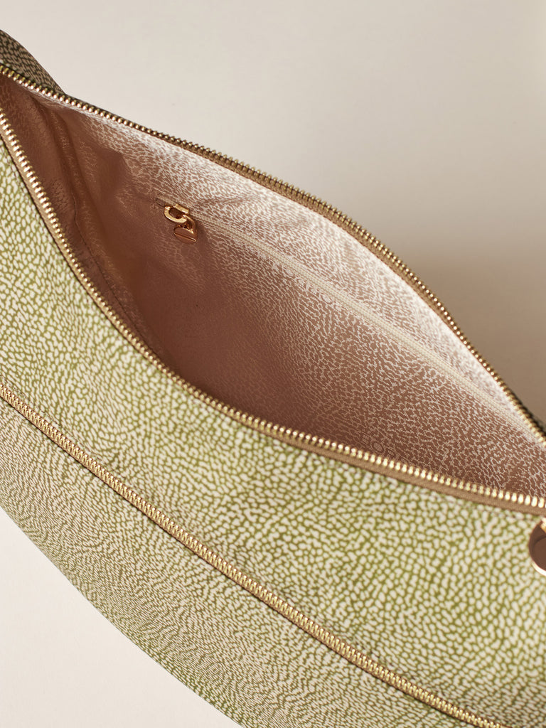 Recycled OP Fabric and Leather Hobo - ECO LINE LUNA BAG MIDDLE - Borbonese