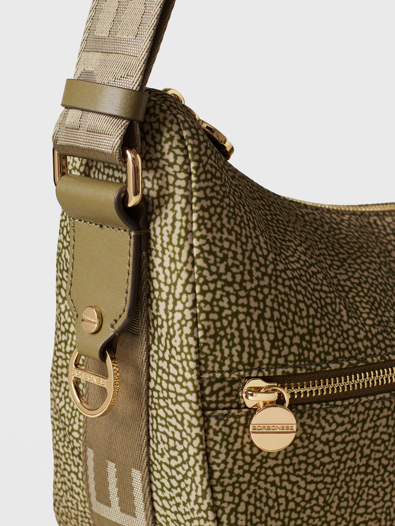 Recycled OP Fabric and Leather Hobo - ECO LINE LUNA BAG MIDDLE - Borbonese