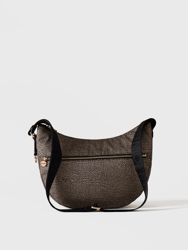 Recycled OP Fabric and Leather Hobo - ECO LINE LUNA BAG MIDDLE - Borbonese