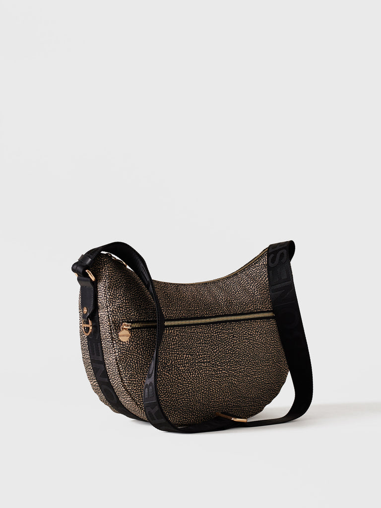 Recycled OP Fabric and Leather Hobo - ECO LINE LUNA BAG MIDDLE - Borbonese