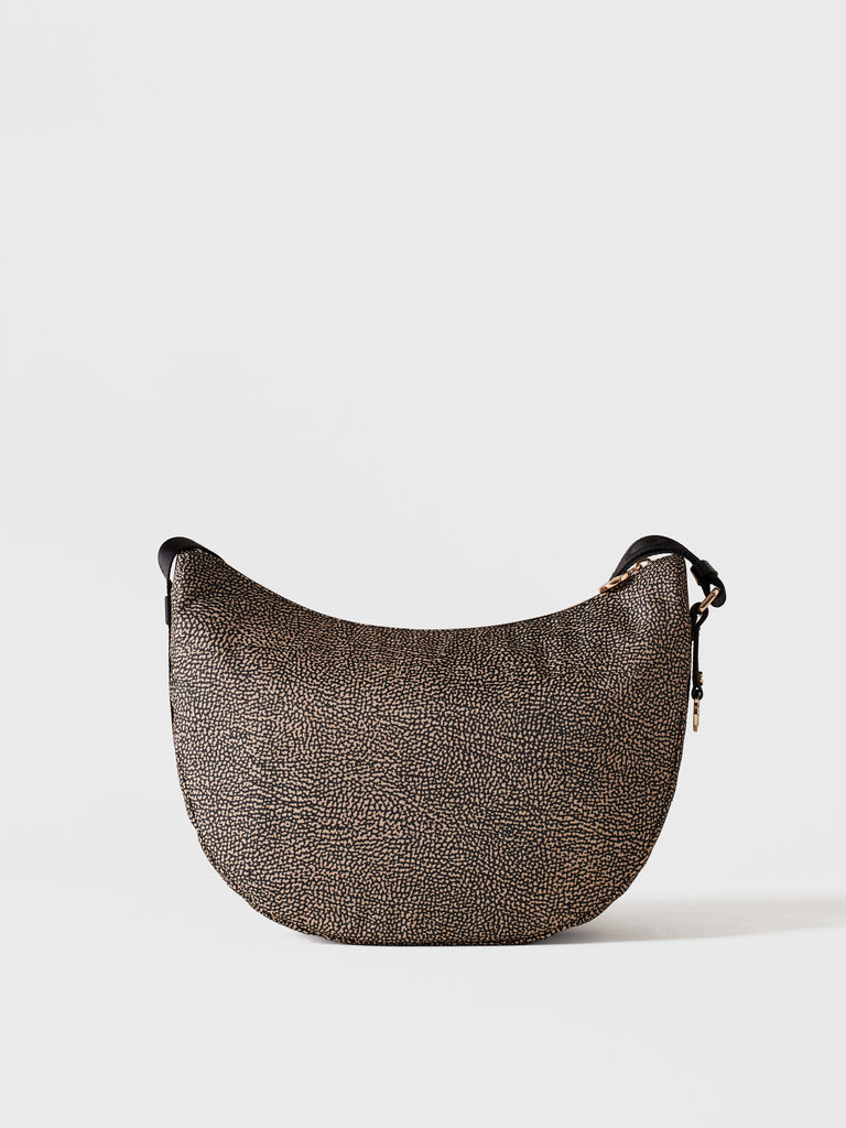 Recycled OP Fabric and Leather Hobo - ECO LINE LUNA BAG MIDDLE - Borbonese