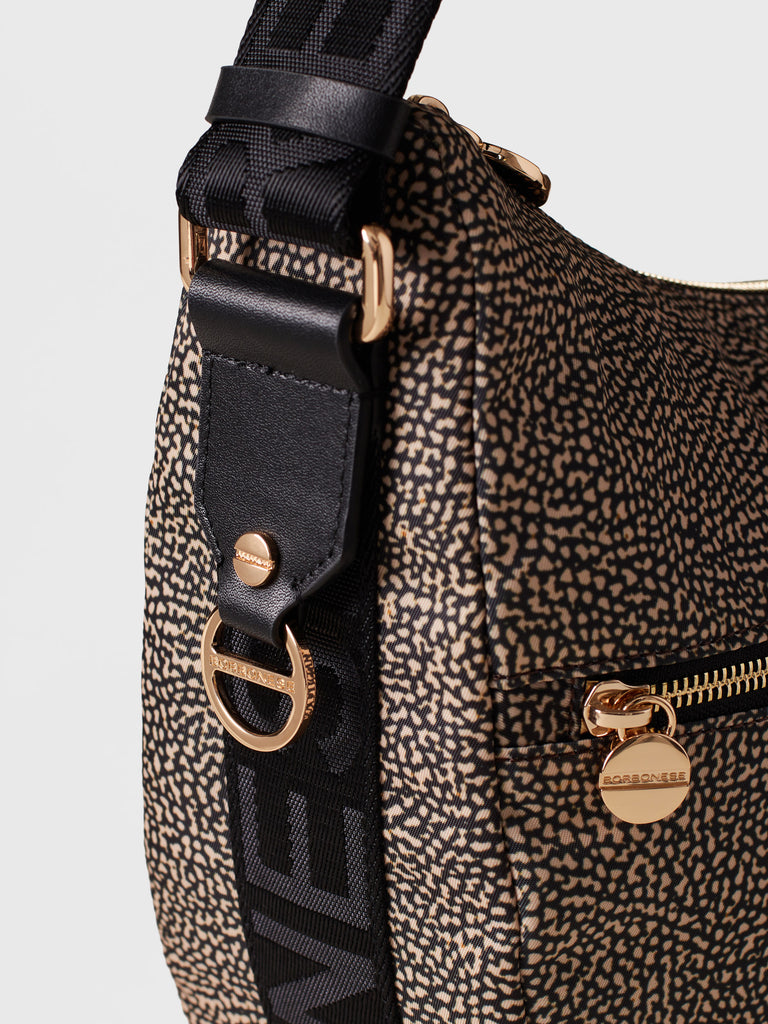 Recycled OP Fabric and Leather Hobo - ECO LINE LUNA BAG MIDDLE - Borbonese