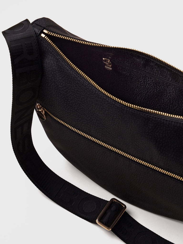 Hobo di tessuto riciclato Op e Pelle - ECO LINE LUNA BAG MIDDLE - Borbonese