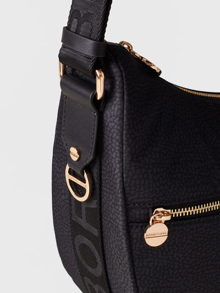 Hobo di tessuto riciclato Op e Pelle - ECO LINE LUNA BAG MIDDLE - Borbonese