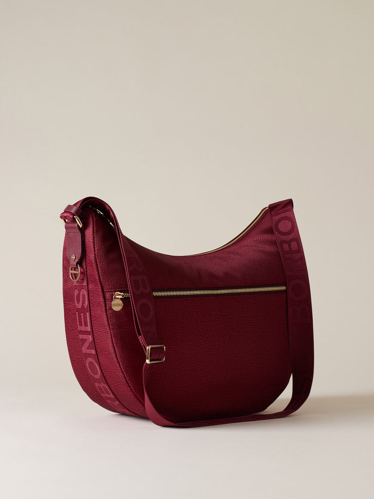 Hobo di tessuto riciclato Op e Pelle - ECO LINE LUNA BAG MEDIUM - Borbonese