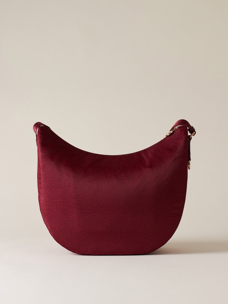 Hobo di tessuto riciclato Op e Pelle - ECO LINE LUNA BAG MEDIUM - Borbonese
